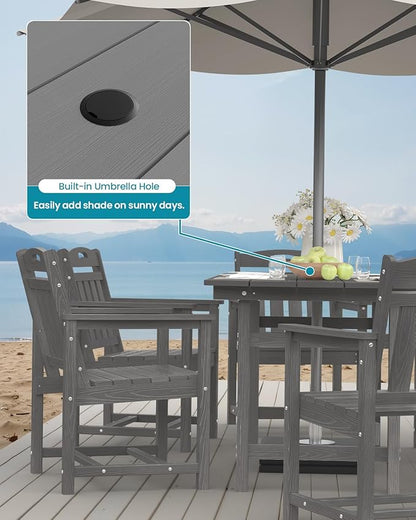 Ciokea Outdoor Patio Dining Chair Set of 2, HDPE Porch Chairs for Dining Table, All-Weather Durable Outdoor Furniture for Backyard, Garden, Lawn & Poolside, Grey