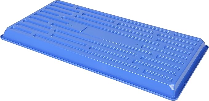 SUNPACK 10" x 20" Heavy Duty Shallow Plastic Seed Starting Tray, Blue, 1" (Pack of 10) - No Drainage Holes, Perfect for Greenhouses or Indoor Gardening