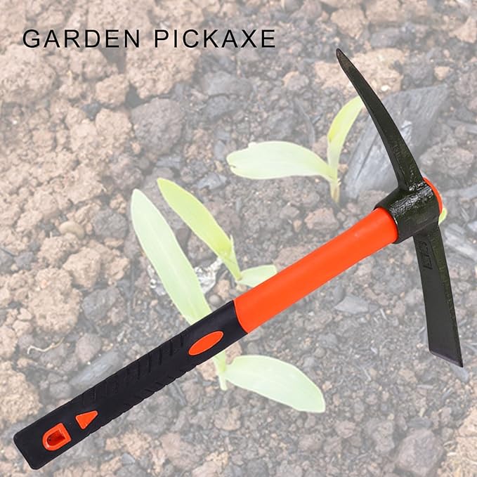 Garden Pick Mattock Fiberglass Handle For Soil Breaking Planting Camping Landscaping Home Excavation Trail Maintenance