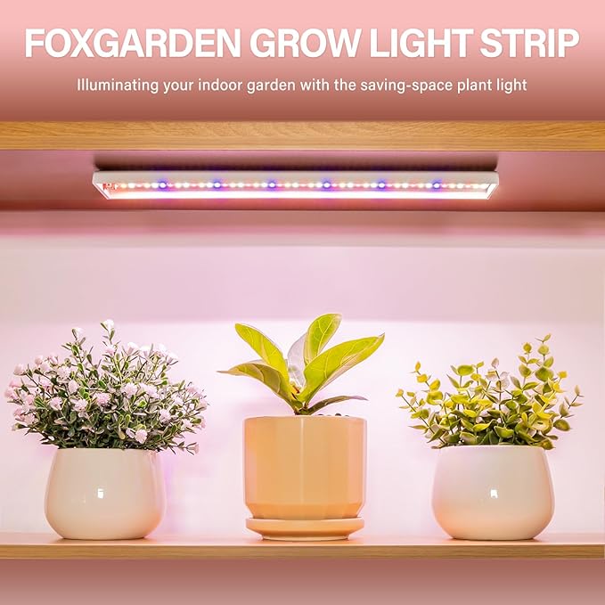 FOXGARDEN Grow Light Strip, Red Blue White Full Spectrum Plant Light for Indoor Plants, 96 LED Bright Grow Lamp with Auto On/Off Timer 4/8/12H, 4 Dimmable Brightness