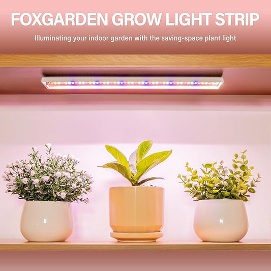 FOXGARDEN Grow Light Strip, Red Blue White Full Spectrum Plant Light for Indoor Plants, 96 LED Bright Grow Lamp with Auto On/Off Timer 4/8/12H, 4 Dimmable Brightness