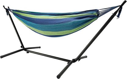 Hammock with Heavy-Duty Steel Stand for Outside，Hammocks 450 Lb Capacity，Portable Hammock，2 People Standing Hammocks，Suitable for Beach，Backyard, Gardens, Patio, Bedroom，100 * 40 * 38 Inch （Blue）