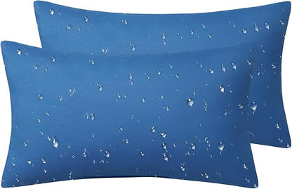 Phantoscope Pack of 2 Premium Dual Usage Outdoor Pillow Inserts, Waterproof Throw Pillows No Cover Needed, Colorful Decorative Couch Sham Cushion Stuffer Patio Couch Tent, Blue 12 x 20 Inches