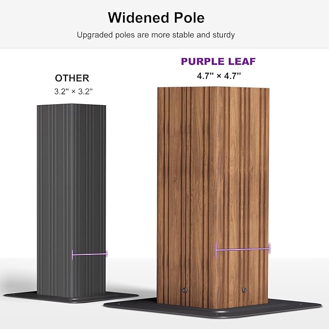 PURPLE LEAF 12' X 24' Outdoor Hardtop Gazebo for Patio Galvanized Steel Double Roof Permanent Canopy Teak Finish Coated Aluminum Frame Pavilion Gazebo with Netting and String Lights