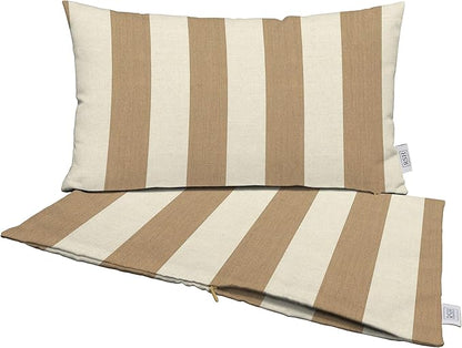 RSH DECOR: Sunbrella Pillow Covers Set of 2 | Covers Only - 20" x 12" | Outdoor Lumbar Pillow Covers Crafted with Sunbrella Performance Fabric | Maxim Heather Beige