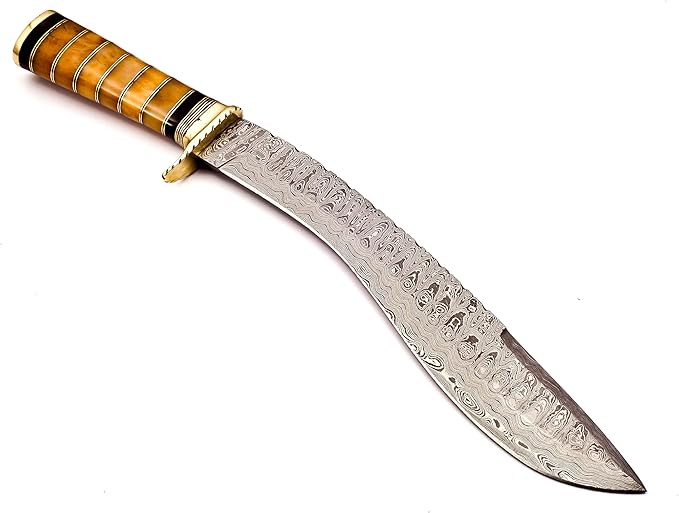 Delta :Handmade Damascus steel 15" Kukri knife-Damascus Steel Knife-for Outdoor & indoor Survivals, Best for Hunting,Camping With Original Camel Bone Handle