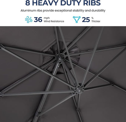SUNVIVI OUTDOOR Outdoor Patio Umbrella, Patio Umbrella, Market Umbrella, Large Outdoor Umbrella, Metal Pole Umbrella with Push Button Tilt and Crank, Polyester Canopy