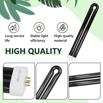 BB-40blk 40W Light Replacement Bulb (2-Pack) | Compatible with Black Flag BZ-40BLK/BZ-40DX/BZ-40MAX & Stinger UVB45 B4045-4 (5500V, 4-Pin Base)