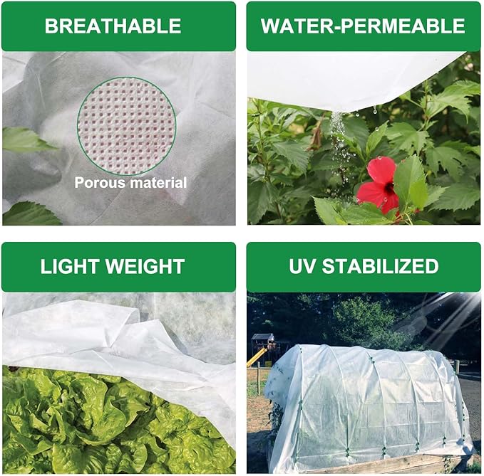 KLEWEE Plant Covers Freeze Protection 10 x 33 Ft, 1.05 oz/yd² Thicker Frost Cloths Blankets for Outdoor Plants, Plant Covers for Winter, Garden Floating Row Cover