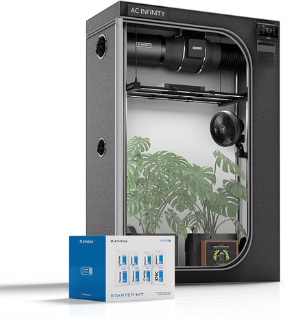 AC Infinity x Athena® Cultivator Kit, Complete 2-Plant Grow Tent System with Blended Line Fertilizer Starter Kit, Dynamic Learning AI Control with WiFi-Integrated Quiet Fans, Full Spectrum EVO Lights