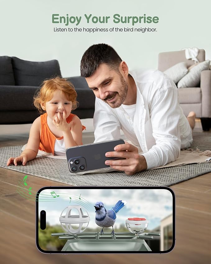 Smart Bird Feeder with Camera Outdoor: Solar Birdfeeder Cam for Outside Garden - 2K HD Live Video Camera AI Recognition Visible Window Auto Capture - Bird Lover Gifts