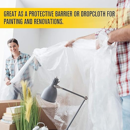 Aluf Plastics Clear All Purpose Poly Sheeting, Extra Strong, 4 mil, 20' x 100' for Painting & Furniture (1 Pallet of 25 Pack)