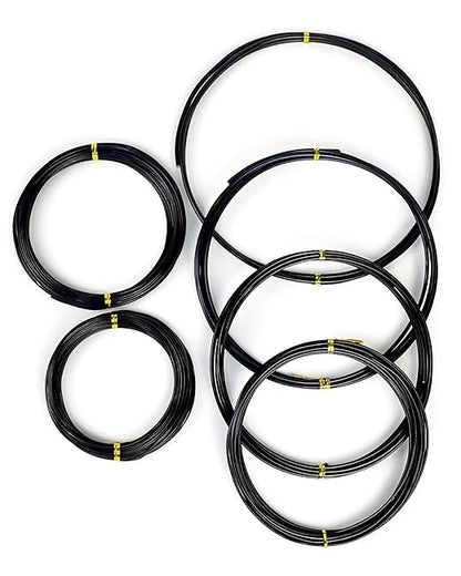 Bonsai Wire, 6 Sizes of 1mm, 1.5mm, 2mm, 2.5mm, 3mm, 4mm Black Aluminum Wire, Total 152 Feet Bonsai Tool Kit, 300 Grams Bonsai Tree Wire for Bonzai Trees Indoor by MoHern