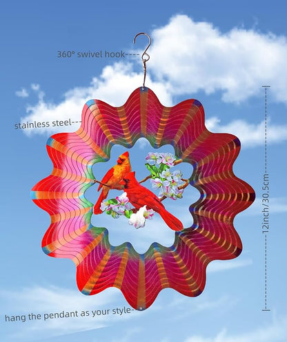 Cardinal Wind Spinner Outdoor Cardinal Spinner for Garden and Yard Décor Cardinal Gifts for Women/Men Red Cardinal Spinner with 3D Visual Effect