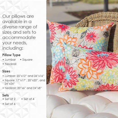 RSH DECOR: Square Throw Pillows Set of 4 | 17” x 17” | All-Weather Spun Fabric | Water and Fade-Resistant | Outdoor Accent Pillows for Patio Furniture | Vida Opal Blue Pineapple