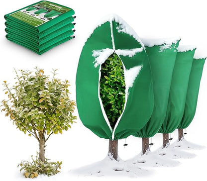 5Pcs Plant Frost Protection Covers 47.2x70.9 Inches – Reusable Breathable Freeze Blankets with Drawstring, Waterproof Non-Woven Fabric Frost Cloth for Winter Plant, Shrub, Tree, and Garden Protection
