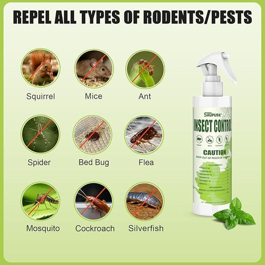 Pest & Insect Control Spray, Spider Repellent Indoor, Repel Spiders, Ants, Silverfish, Mosquitoes, Moths, and More, Plant Formula Safe for Indoor/Outdoor Use