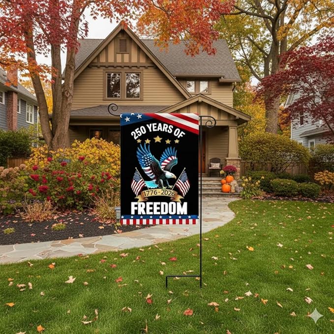 250 Years America Garden Flag,250th Anniversary USA Patriotic Banner Double-Sided with Eagle Design, 1776-2026 Commemorative (A_1 x 1.5 ft)