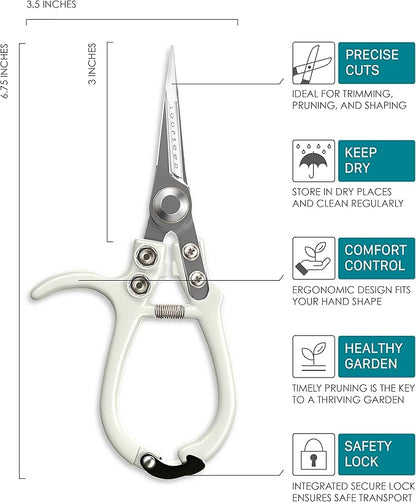 Plant Pruning Shears Garden Trimming Scissors Precision Hand Pruner Herb Snips Flower Clippers Bonsai Trimmers Straight Sharp Blade Tapered Tip Ergonomic Handle Modern Garden Tools