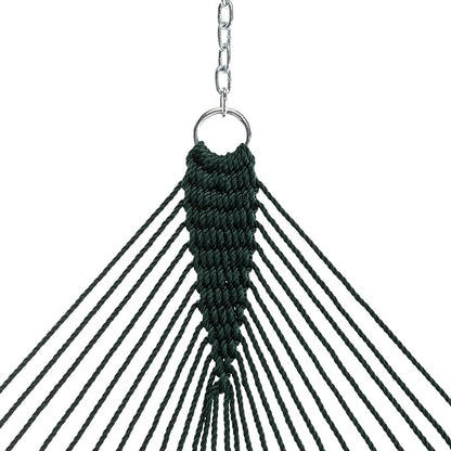 Original Pawleys Island Deluxe Green DuraCord Rope Hammock – 13 ft. x 65 in, 2-Person, 450 lb Capacity, Oak Spreader Bar, Zinc-Plated Hardware, Handcrafted in The USA