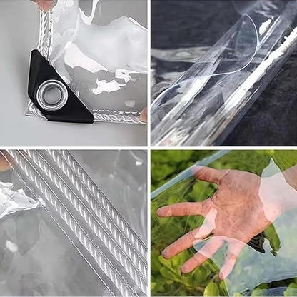 6' X 8' Clear Tarps Heavy Duty Waterproof PVC Vinyl 14 Mil Thick, Glass Tarpaulin with Metal Grommets, Protects Against Water, Tear, Cold Weather Resistan for Greenhouse Balcony Garden