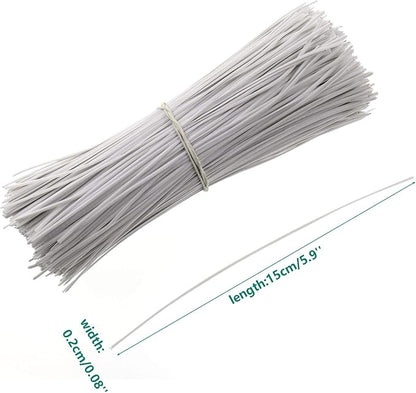 6 Inch Twist Ties,Ulifestar Cable Ties Bag Ties Plastic Coated Twist Ties 1000 Pack (White)