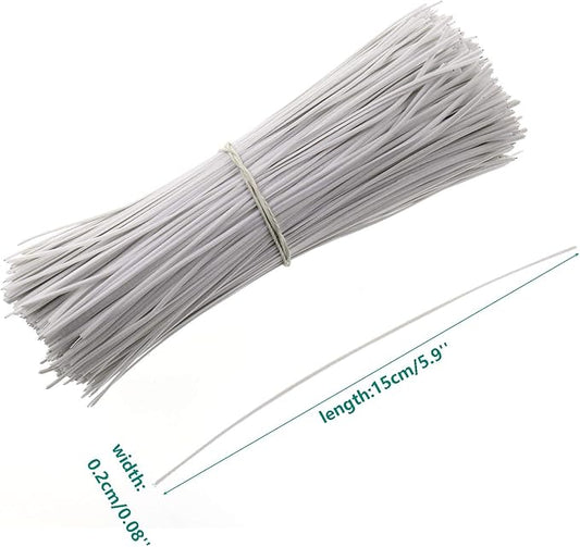 6 Inch Twist Ties,Ulifestar Cable Ties Bag Ties Plastic Coated Twist Ties 1000 Pack (White)