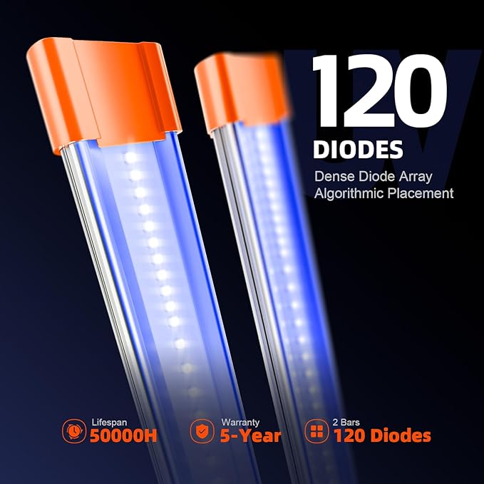 Spider Farmer 2025 Upgraded UV30 & IR16 LED Grow Light, 365-370nm UV & 730-745nm IR Supplemental Light for Indoor Plants, 2X2, 3X3, 4X4 Grow Tents, 23.6" Long Bars Set