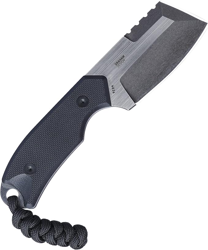 CRKT Razel Compact Fixed Blade Knife: Everyday Carry Plain Edge, D2 Blade Steel with Veff Flat Top Serrations, G10 Handle w/Pocket Carry Sheath 4036,Black