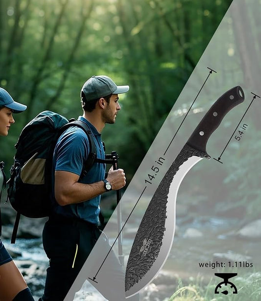JXE JXO Machete, 14.5" Full Tang Machete for Cutting Trees Heavy Duty, 3Cr13 Steel with Nylon Sheath for Yard Work, Bushcraft and Outdoor