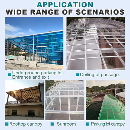 Daylighting Roof Panels Outdoor Sunshade Canopy Panels Greenhouse Panels Not Easy to Deform Easy to Assemble for Outdoor Shed Panels.(Transparent,5.1x23ft)