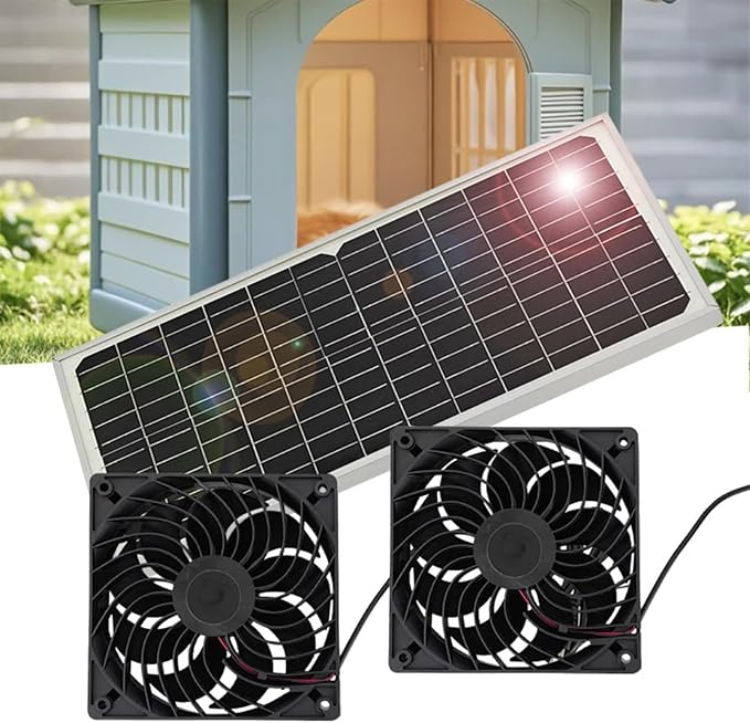 20W Solar Exhaust Fan for Chicken Coop, Sheds, Greenhouses, Dog Houses, Windows, Attics, Solar Powered Fan with Metal Frame, Easy Plug and Play Installation