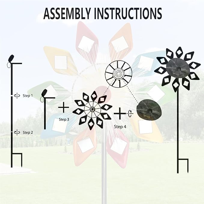 Solar 45" Sunglasses Wind Spinners for Yard and Garden, Metal Clearance Windmill Kinetic Wind Spinner Outdoor Decor, Wind Sculpture Yard Art Decorations for Patio, Lawn & Garden