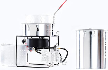 King Kooker Propane Outdoor Fry Boil Package with 2 Pots, silver, one size (12RTFBF3)