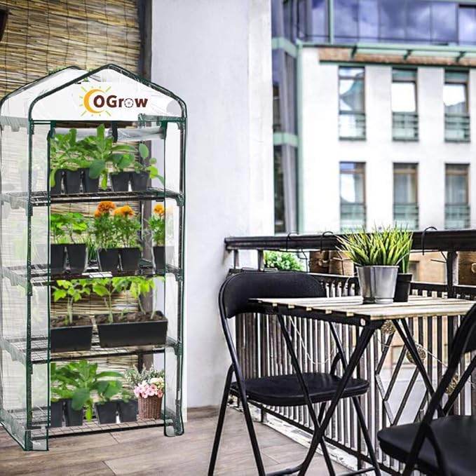 Ogrow® Mini Portable Greenhouse, with Cover and 4 Tier Shelves