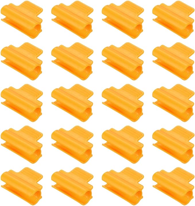uxcell Greenhouse Clamps for 5/8inch PVC Pipe, 20pcs Greenhouse Film Clamps Shading Net Rod Clip Garden Hoops for Row Cover, Greenhouse Plastic Sheeting(Orange)
