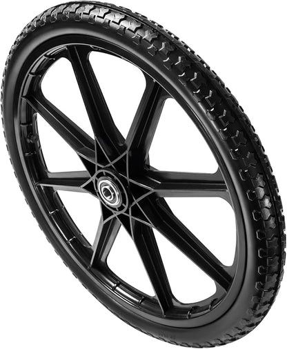 (2 PACK) 20" Flat Free Cart Wheels Compatible with rubbermaid Wheelbarrow Wheels,20x2" Flat Free Tires for Lawn Mower, Garden Cart- 3/4" Bearing,Hub Length 2.5", Black
