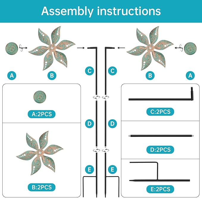 2 Pack Wind Spinners Outdoor Clearance Metal Vintage Green,Wind Sculpture Small Iron Windmill is Decorative Garden Stakes for Patio Lawn Outdoor Yard Lawn Garden Decor