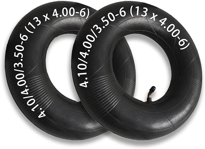 2 Pack 4.10/3.50-6 Replacement Inner Tube 13x4.00-6 Tubes Heavy Duty Replacement for 3.50/4.00-6, 4.10/3.50-6,13x4.00-6,13x5.00-6 Wheelbarrows Mowers Hand Trucks Snow Blowers