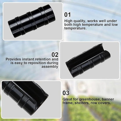80PCS 1 inch Greenhouse Clips Black Greenhouse Clamps Black Plastic Clamps Garden Buildings Tube Clips for PVC Pipe Greenhouse Films, Sunshade Nets, Shelters, Farming, Gardening