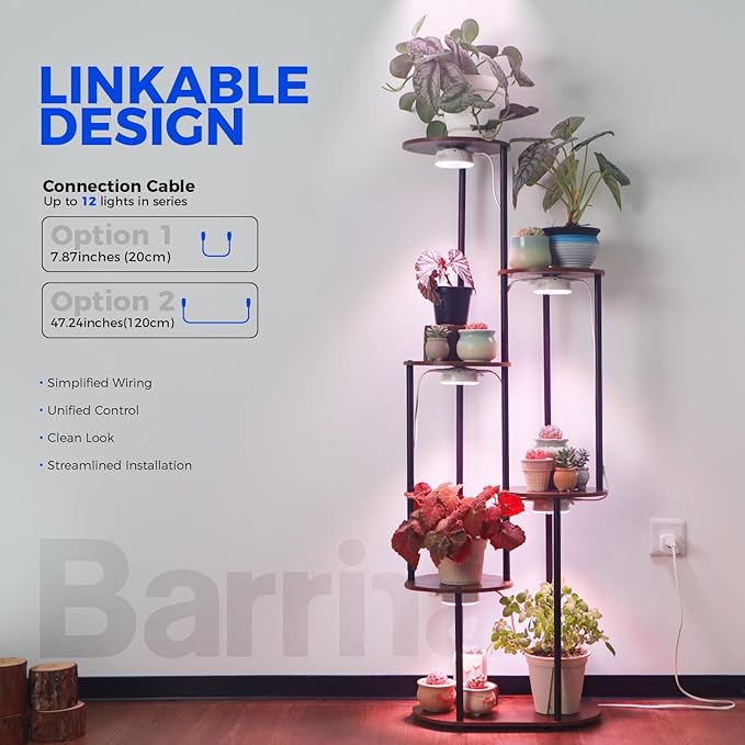 Barrina Orbgrow OG09 Puck Grow Light with Timer, Pinkish White 36W(4 x 9W, 540 Watt Equiv), Full Spectrum Plant Light for Indoor Plants, Magnetic & Linkable, 5 Levels Dimmable for Plant Shelf, 4 Packs