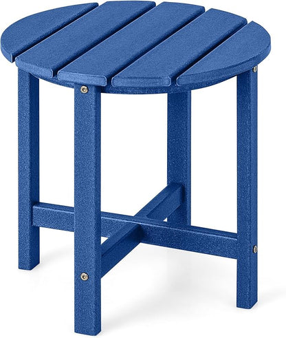 Tangkula Round Outdoor Side Table, 18 Inch Weather Resistant HDPE Adirondack Table, Outdoor Indoor Chairside End Tables, Patio Side Table for Lawn Garden Balcony Backyard, Easy Assembly (1, Navy)