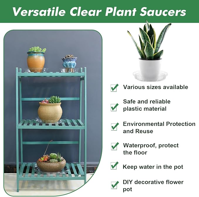 20 Pack 14 Inch Plant Saucer Clear Plant Saucers for Outdoors Plants Drip Trays Extra Large Pot Saucer No Holes Pot Saucers Planter Trays for Outdoor Plants Bulk Plastic Tray for Flower, Potted Tree