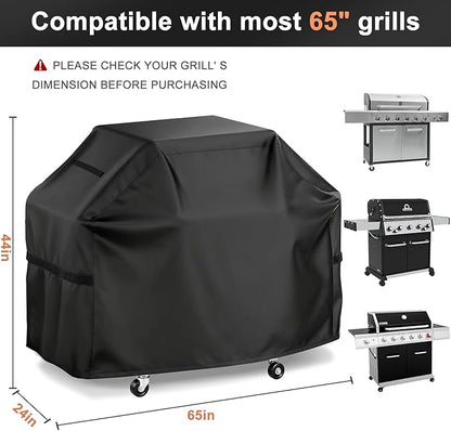 LBTING Grill Cover, 65-inch Heavy Duty 300D Oxford Waterproof Windproof UV Resistant BBQ Gas Grill Cover for Outdoor Barbecue Fit Most Brands Weber, Brinkmann, Char Broil, Holland