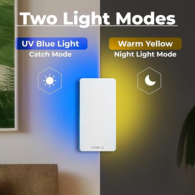 Indoor UV Pest Control Device and Night Light. LED Powered Flying Insect Trap for Flies, Moths, Gnats, Fruit Flies and Mosquitos. (Device + 5 Traps)