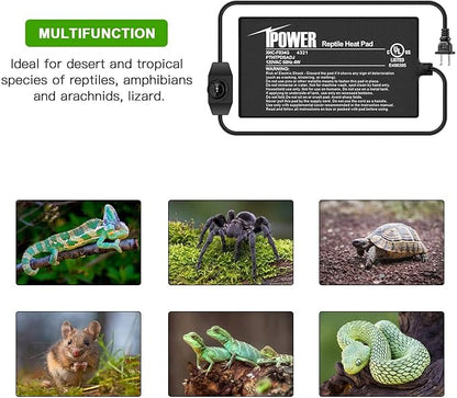 iPower 4x7 Inch Reptile Heating Pad with Adjustable Controller Knob, Under Tank Heater Mat for Turtles, Lizards, Snakes, Amphibians & Small Pets, 2 Pack