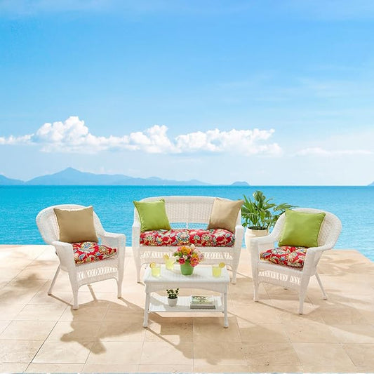BrylaneHome Tufted Bench Cushion - 45.5" L x 19" W x 3" H- Patio & Outdoor - Water, Stain & Fade Resistant - Evening Blue Dot