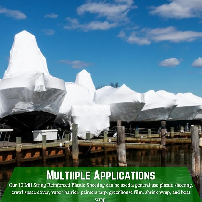 Farm Plastic Supply - Dura Skrim 10 Mil White String Reinforced Plastic Sheeting - White Plastic Sheeting, 10 Mil White Plastic Sheeting, String Reinforced Plastic Sheeting (16' x 100')