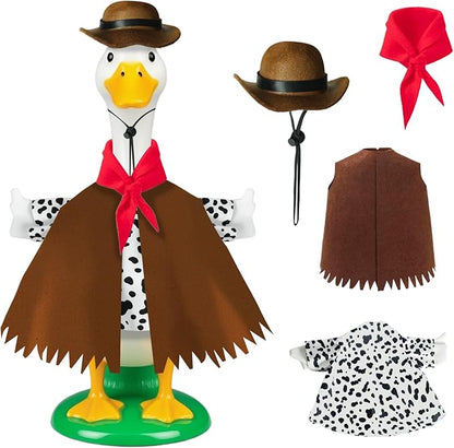 Western Cowboy Porch Goose Outfits for 23" Lawn Statues, Cute Cowboy Hat, Triangular Scarf & Clothes Set for Concrete/Plastic/Cement Goose, Western Theme Costume for Outdoor Patio, Yard Decor
