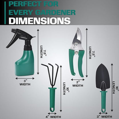 2wayz Garden Tool Set - 5-Piece Durable Gardening Hand Tools - 3x12x7-inch Gardening Kit with Portable Box and Carrying Case - Small Garden Planting and Essentials Tools - Gift for Garden Lovers